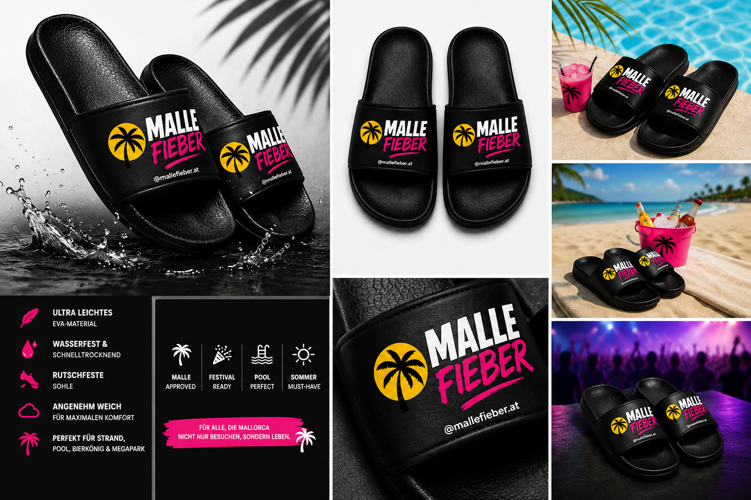 🌴 Malle Fieber Schlappen – Schwarz 🌴